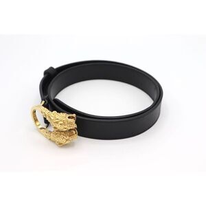 Gucci Double Taiga - Head Buckle Leather Belt 70 28 037 1766 1424 Black Made In
